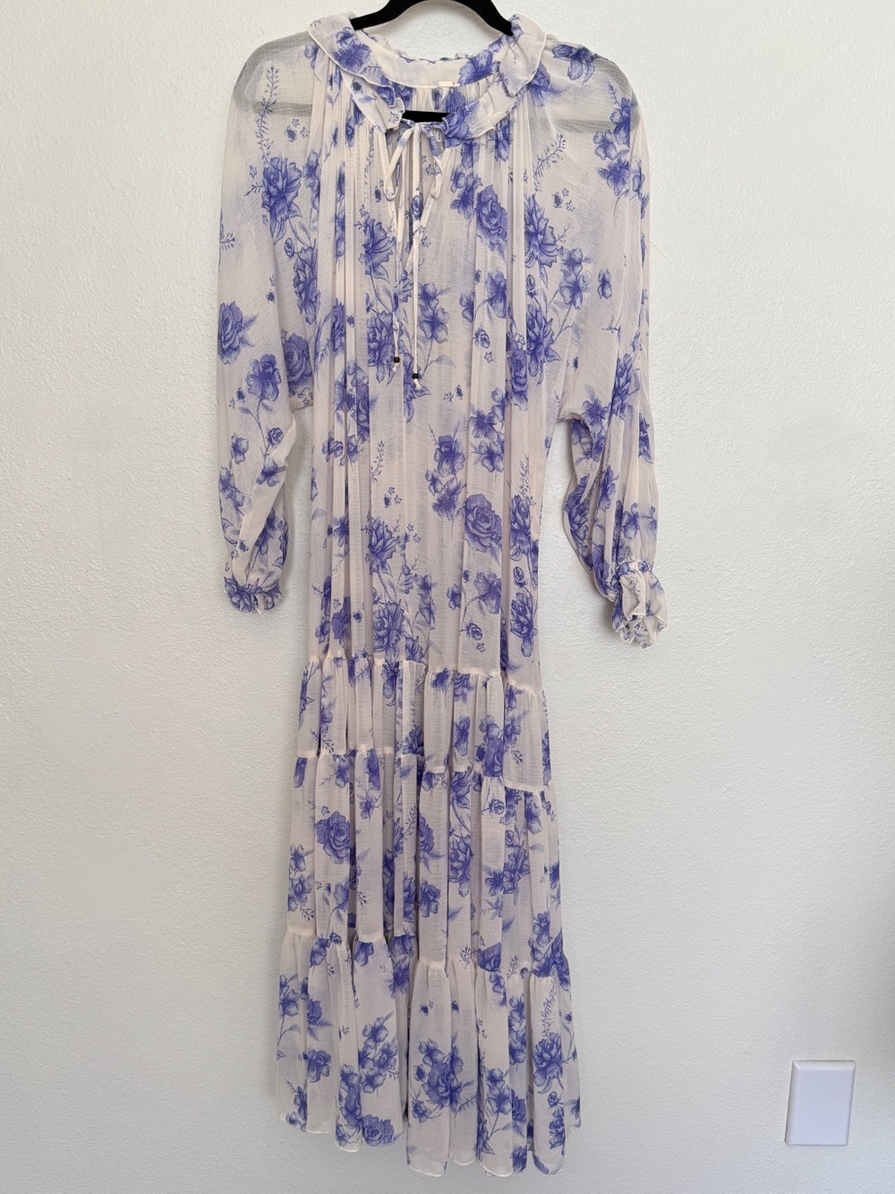 Free People Feeling Groovy Floral Maxi Dress Tiered Ruffle Prairie Boho - Picture 4 of 14